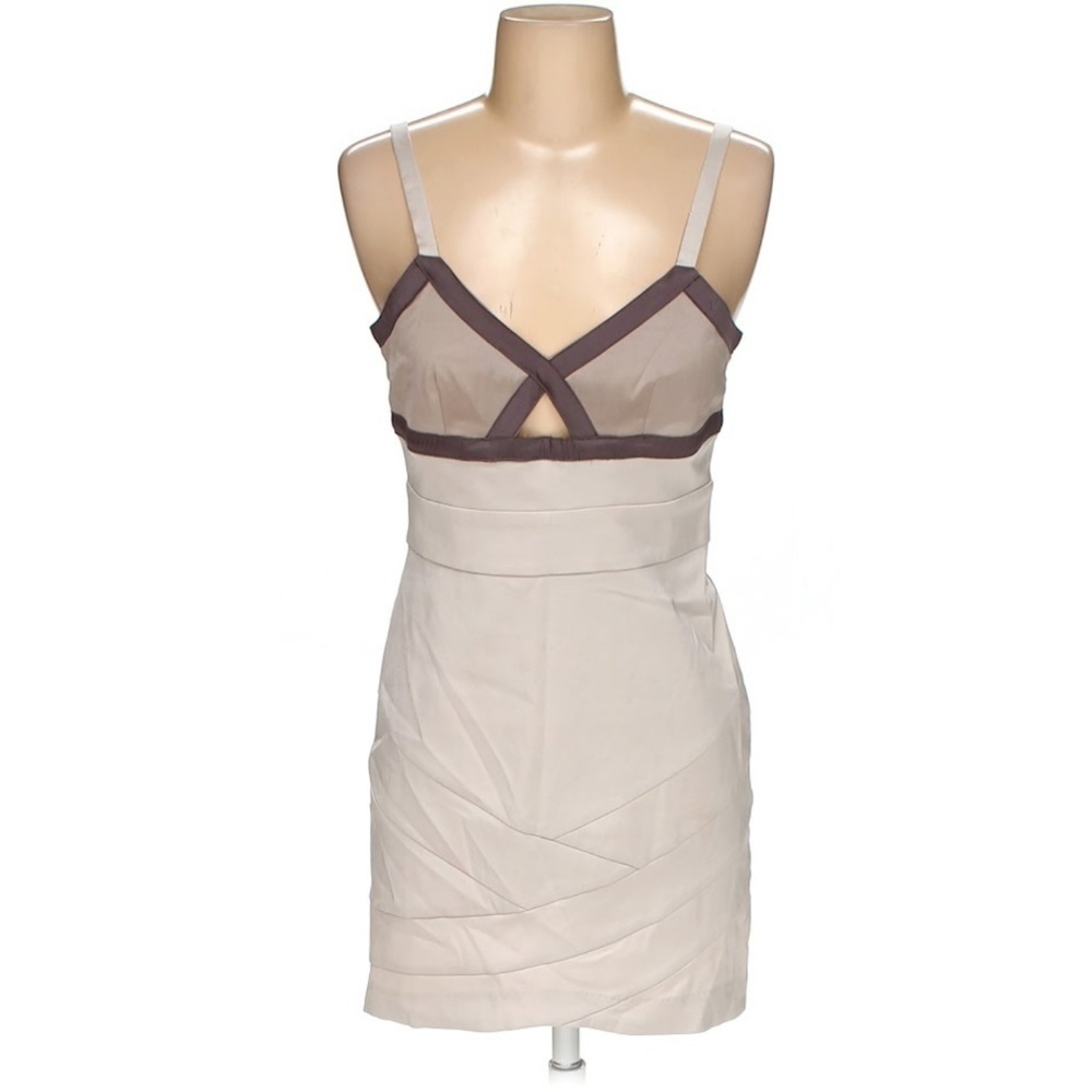 Romeo & Juliet Couture - Y2K Cream and Brown Bandage Slip Dress
